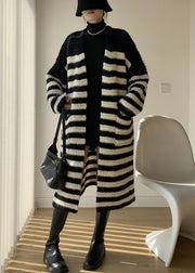 Loose Striped V Neck Striped Knit Loose Cardigan Spring