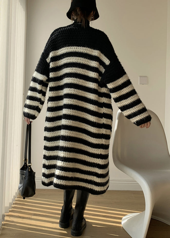 Loose Striped V Neck Striped Knit Loose Cardigan Spring