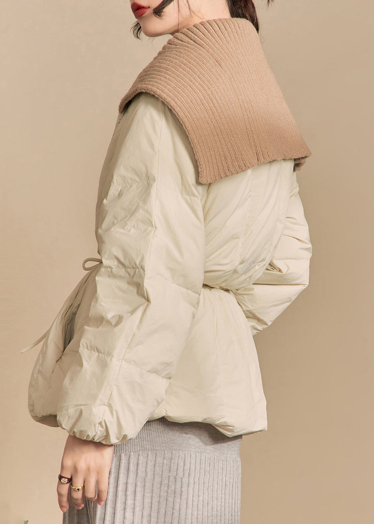 Loose White Button Knit Patchwork Parkas Winter