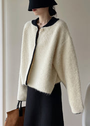 Loose White Button Thick Patchwork Woolen Coats Winter