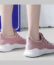 Loose White Knit Fabric Lace Up Flat Feet Shoes