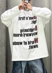 Loose White O Neck Letter Cotton Mens T Shirt Spring