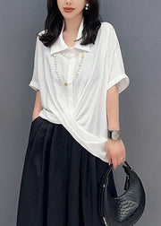 Loose White Peter Pan Collar Solid Shirts Summer