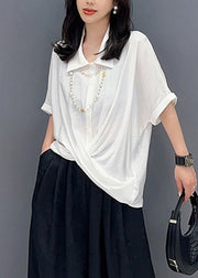 Loose White Peter Pan Collar Solid Shirts Summer