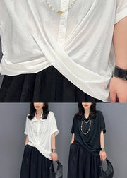 Loose White Peter Pan Collar Solid Shirts Summer