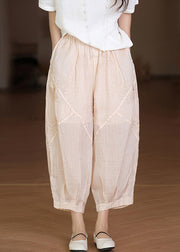 Loose White Pockets High Waist Linen Harem Pants