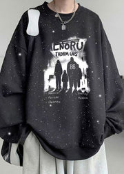 Loose White Sequins Print Cotton Men Sweatshirts Spring