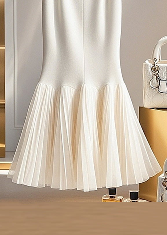 Loose White Solid Tulle Patchwork Fishtail Skirts Spring