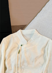 Loose White Stand Collar Button Silk Shirts Fall