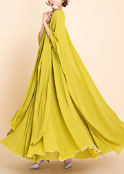 Loose Yellow Asymmetrical Side Open Chiffon Two Piece Set Spring