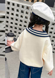 Lovely Beige Peter Pan Collar Print Girls Sweatshirts Fall