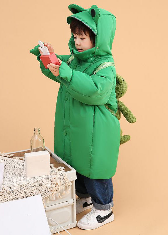 Lovely Green Hooded Zippered Duck Down Boys Girls Winter Coats Winter