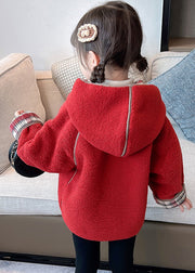 Lovely Green Patchwork Button Kids Hooded Coat Spring