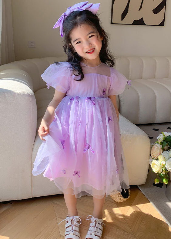 Lovely Green Wrinkled Butterfly Patchwork Tulle Baby Girls Dresses Summer