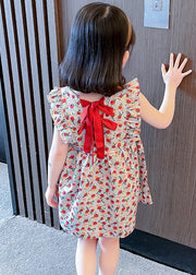 Lovely O-Neck Ruffled Print Kids Maxi Dress Summer