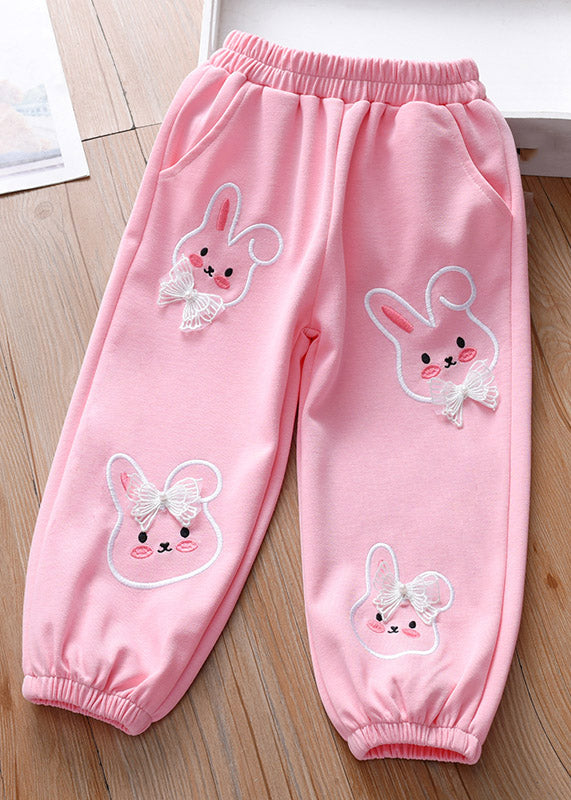 Lovely Pink Animal Print Girls Beam Pants