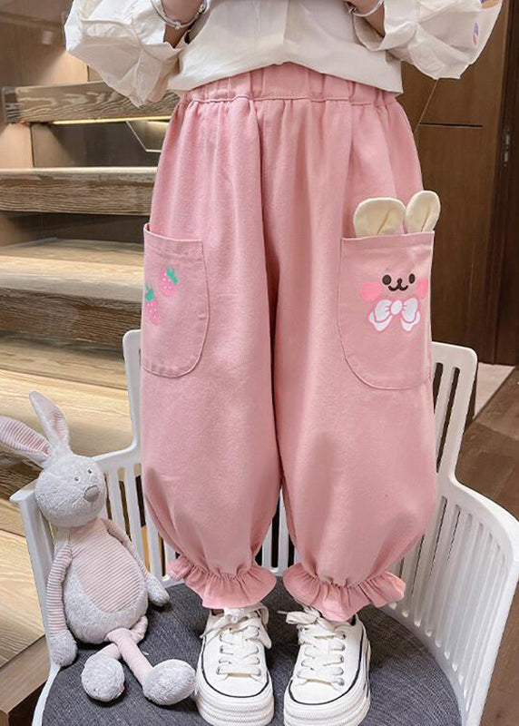 Lovely Pink Pockets Patchwork Kids Lantern Pants Spring