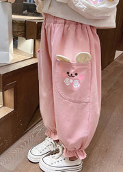 Lovely Pink Pockets Patchwork Kids Lantern Pants Spring