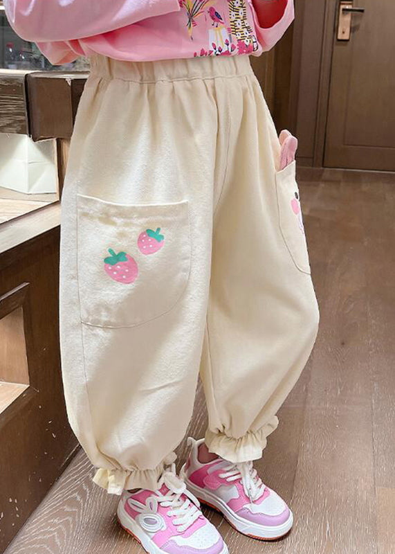 Lovely Pink Pockets Patchwork Kids Lantern Pants Spring