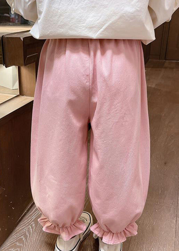 Lovely Pink Pockets Patchwork Kids Lantern Pants Spring