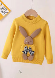 Lovely Yellow O Neck Pockets Patchwork Thick Girls Sweater Winter