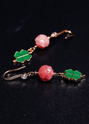 Lucky Green Four Leaf Clover Gilding Drop Earrings