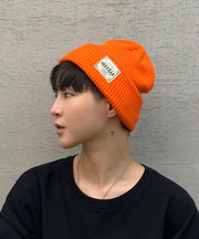 Men Japanese Style Hip Hop Orange Knitted Boonie Hat