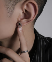 Men Silk Sterling Silver Zircon Chain Stud Earrings