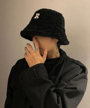 Men's Korean Version Black Versatile Faux Fur Bucket Hat