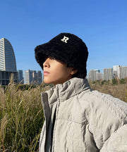 Men's Korean Version Black Versatile Faux Fur Bucket Hat