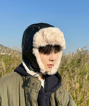 Men's Winter Fuzzy Wool Lined Ear Protection Outdoor Hat