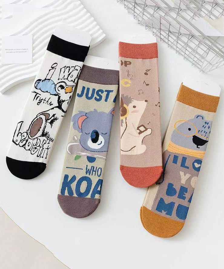 Mid Calf Socks Pure Cotton Breathable Autumn And Winter Cartoon Pattern