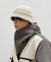 Modern Apricot Versatile Men Cozy Knit Bucket Hat