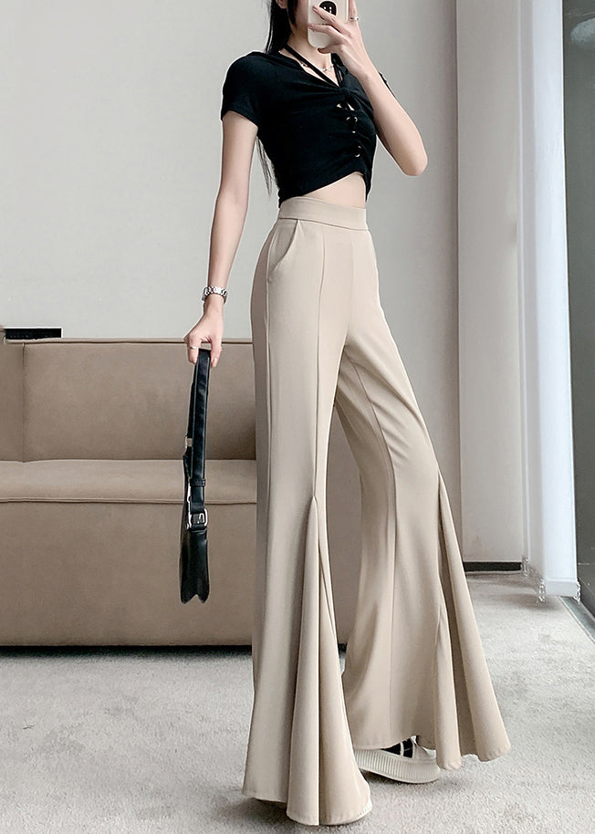 Modern Beige High Waist Spandex Flare Bottoms Spring