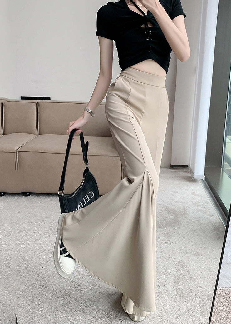 Modern Beige High Waist Spandex Flare Bottoms Spring