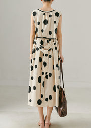 Modern Beige Oversized Print Cotton Dress Sleeveless