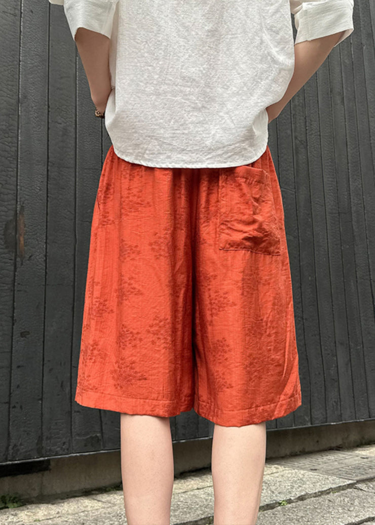 Modern Beige Pockets Elastic Waist Linen Thin Mens Shorts Summer