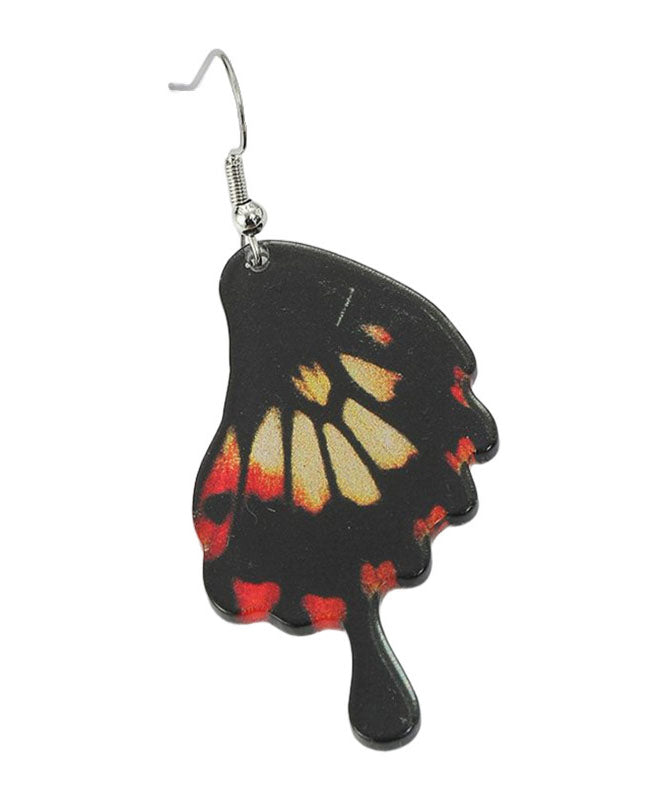 Modern Black Butterfly Wing Shape Acrylic Drop Earrings