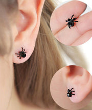 Modern Black Cute Spider Metal Novelty Stud Earrings