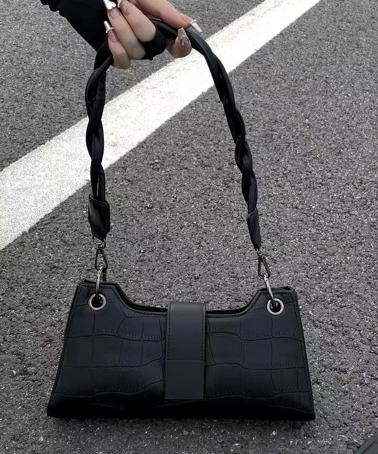 Modern Black Faux Leather Satchel Bag Handbag
