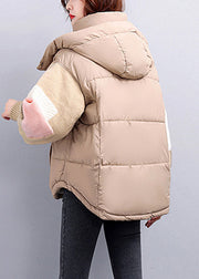 Modern Black Hooded Knit Patchwork Duck Down Jacket Winter