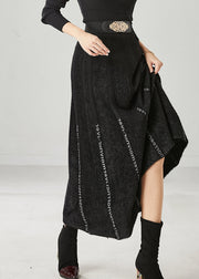 Modern Black Letter Patchwork Knit Skirt Spring