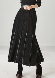 Modern Black Letter Patchwork Knit Skirt Spring