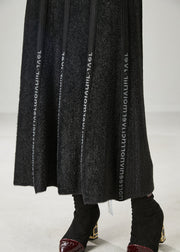 Modern Black Letter Patchwork Knit Skirt Spring