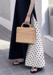 Modern Black O Neck Patchwork Cotton Tank Maxi Dresses Sleeveless