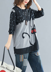 Modern Black Oversized Character Print Cotton Sweatshirts Top Spring