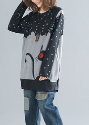 Modern Black Oversized Character Print Cotton Sweatshirts Top Spring