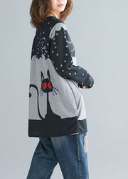 Modern Black Oversized Character Print Cotton Sweatshirts Top Spring