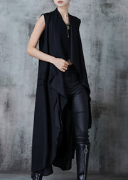 Modern Black Oversized Low High Design Cotton Vest Spring