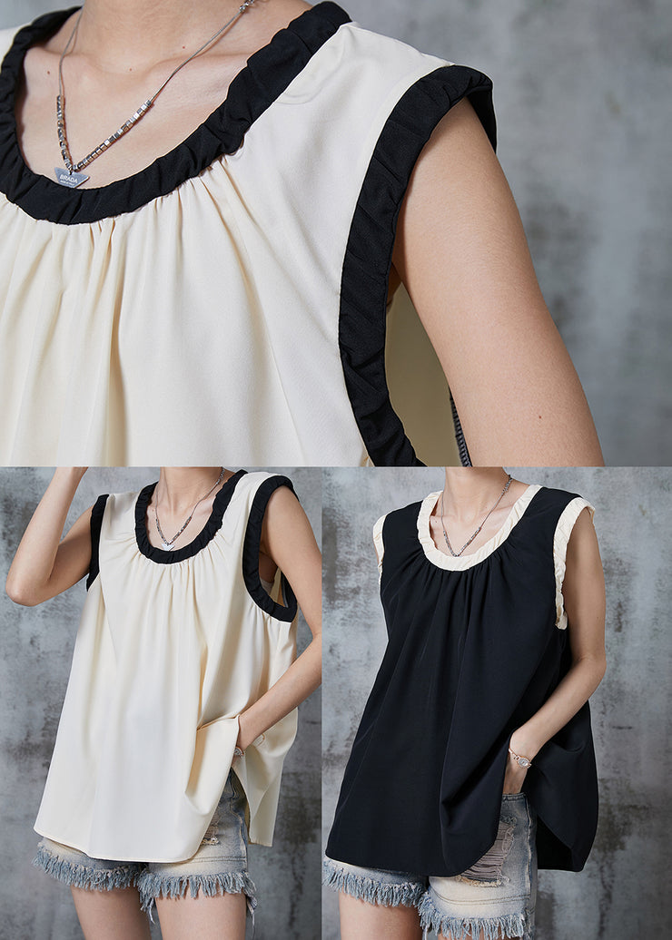 Modern Black Oversized Patchwork Cotton Beach Vest Summer